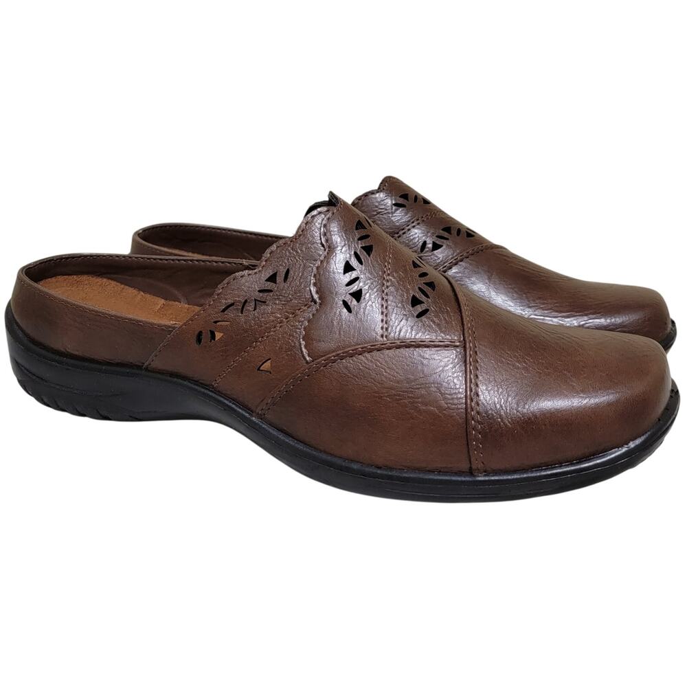 Easy Street Women Forever Slip On Mule Clogs Size US 5M Tan Brown Faux Leather